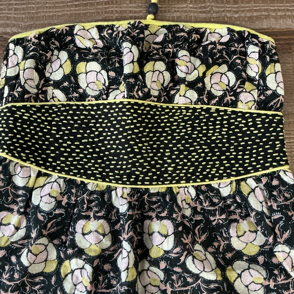 Free People Linen Blend Floral Strapless Halter Babydoll Blouse Top Size 6 - Picture 2 of 9